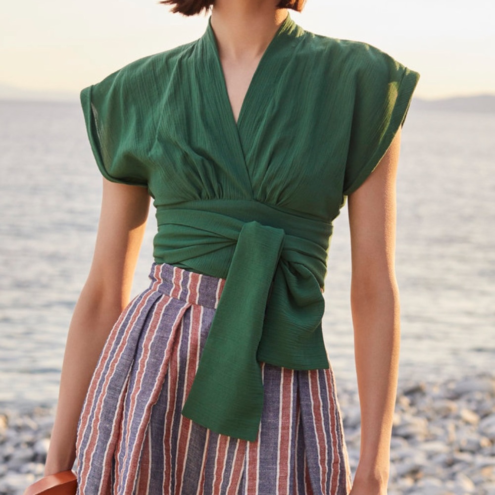 Three Graces London Serena Cotton Wrap Top